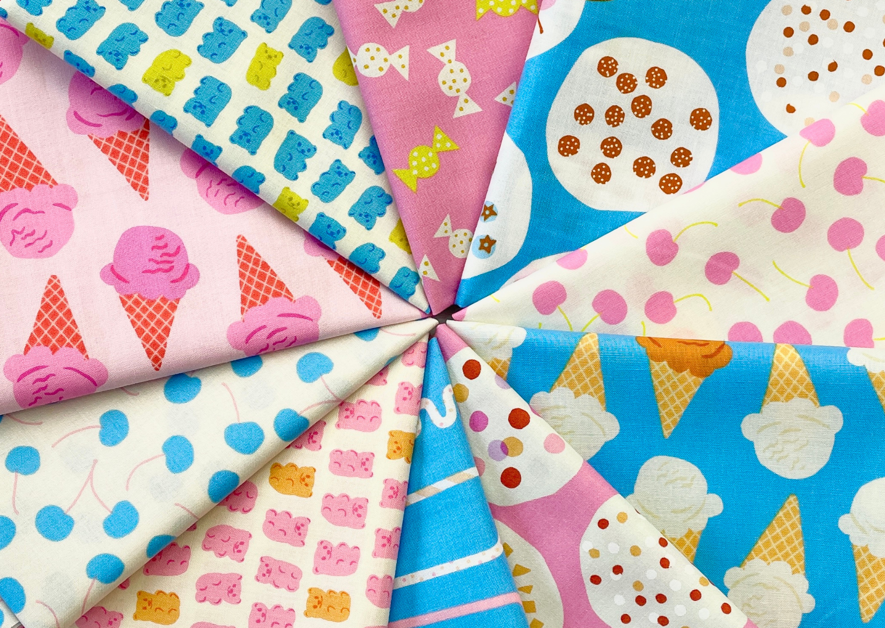 Modern patchwork and quilting fabric fat quarter bundles at The Fabric Fox. Fabric squares for sewing, patchworking and quilts