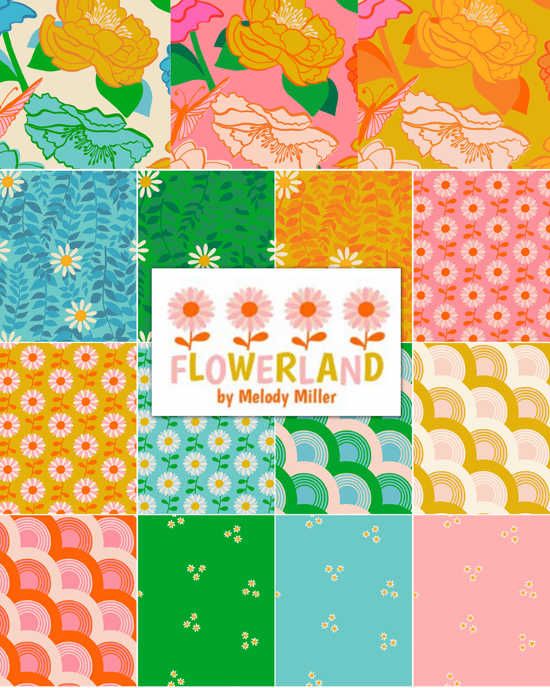 Pre-order modern quilting fabric from the Flowerland collection designed by Melody Miller for Ruby Star Society