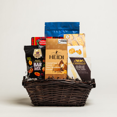 One of our best-selling gift baskets, this delightful selection of traditional gourmet foods, including Danish Brie cheese, crackers, cookies, and fine European chocolate is perfect for sharing among friends, family, or clients, it offers a taste of elegance and quality. Tastefully wrapped and thoughtfully curated, this basket is ideal for any occasion. Order online today to send your best wishes!
