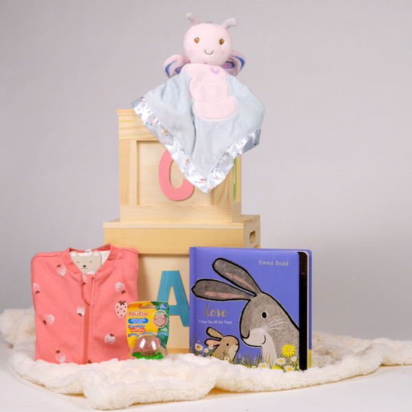 Celebrate a new arrival with this charming gift, complete with ABC wooden boxes in two sizes, thoughtfully curated to delight both baby and parents. Order online today to share in the joy of this special occasion.