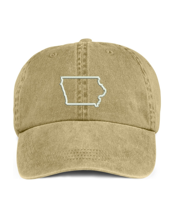 Iowa State Map Outline Embroidered Hat 