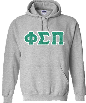 Glitter & Twill Greek Lettered Hoodie