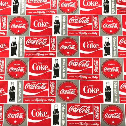 Coca Cola Greek Letter Fabric