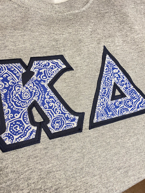 Kappa Delta Blue Motif Greek Letter Crewneck Sweatshirt