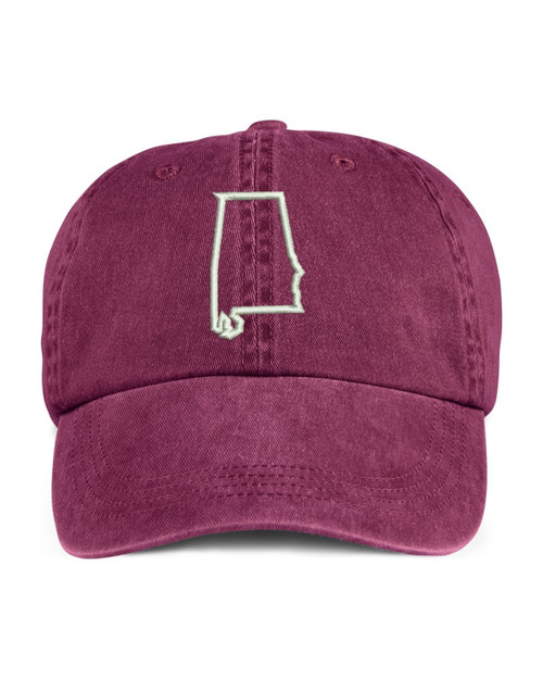 Alabama State Map Outline Embroidered Hat