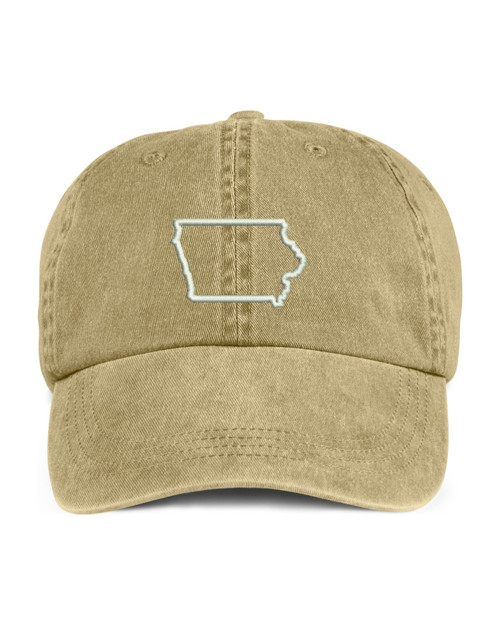 Iowa State Map Outline Embroidered Hat