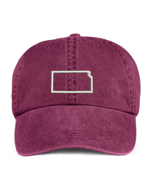 Kansas State Map Outline Embroidered Hat