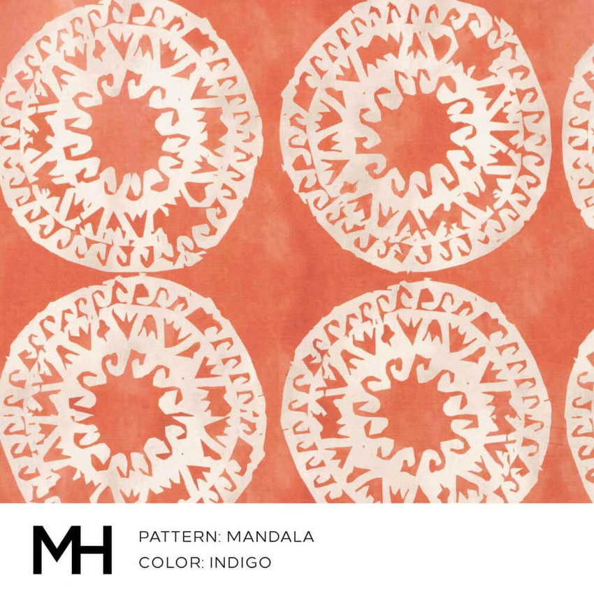 Moss Home Mandala Fabric by the Yard in Pomegranate