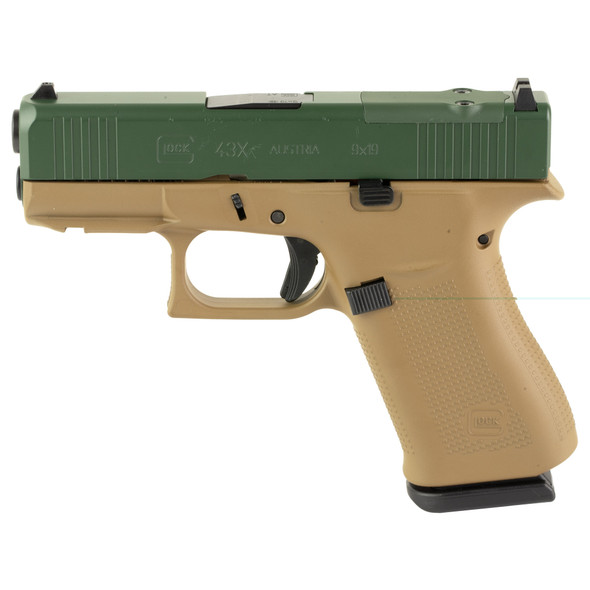 Glock 43x 9mm 10 Mos Tan/grn Slide