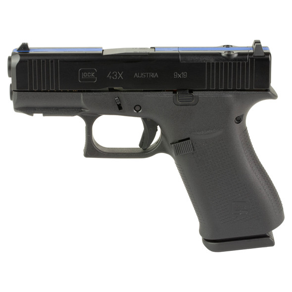 Glock 43x 9mm 10 Mos Fs Thin Blue Ln