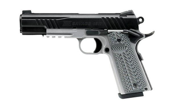 Sav 1911 45acp 5" 8rd Blk/sts W/rail