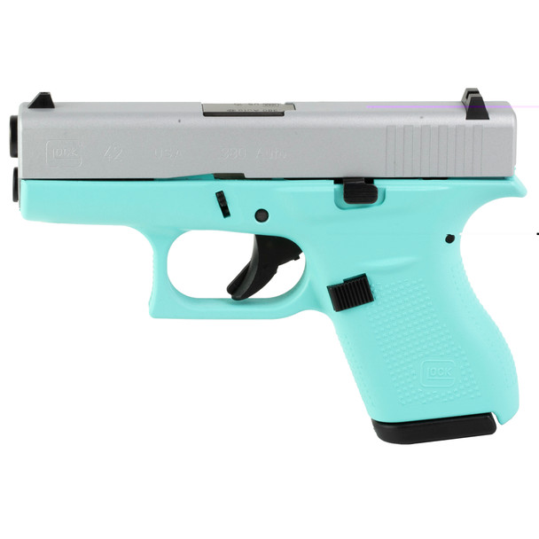 Glock 42 380acp 6rd Robins Egg/silvr