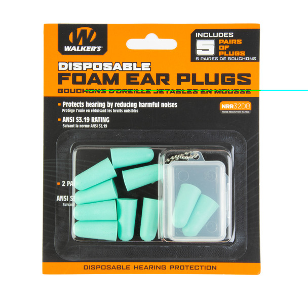 Walker's Foam Ear Plugs 5 Pairs Teal
