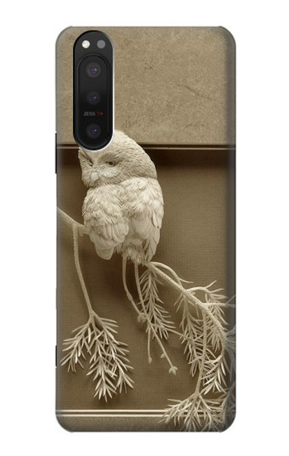 S1386 Paper Sculpture Owl Case For Sony Xperia 5 II