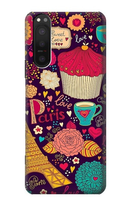 S2353 Paris Cartoon Vintage Pattern Case For Sony Xperia 5 II