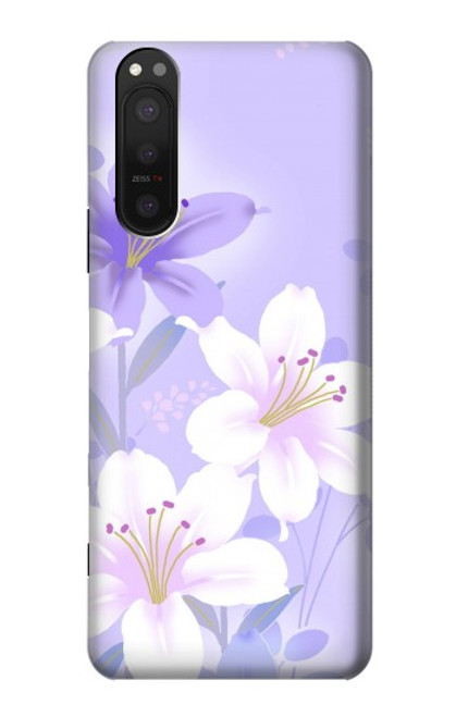 S2361 Purple White Flowers Case For Sony Xperia 5 II