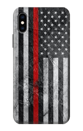 S3687 Firefighter Thin Red Line American Flag Case For iPhone X, iPhone XS