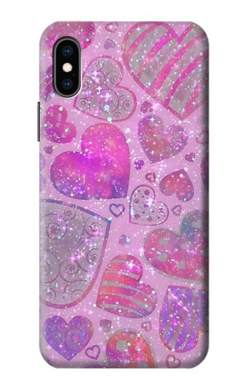 S3710 Pink Love Heart Case For iPhone X, iPhone XS