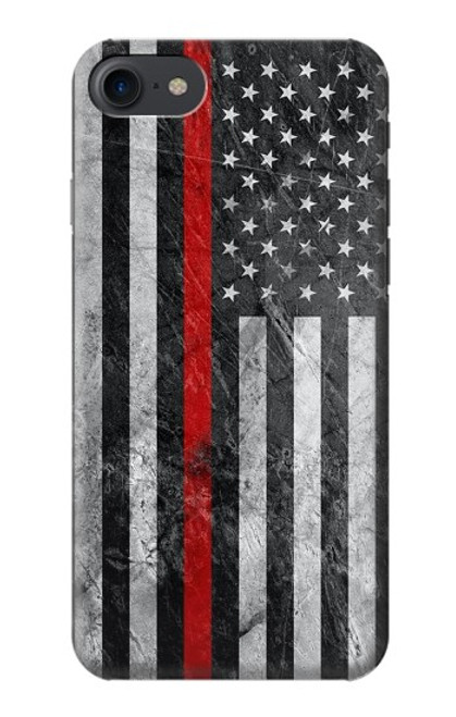 S3687 Firefighter Thin Red Line American Flag Case For iPhone 7, iPhone 8, iPhone SE (2020) (2022)