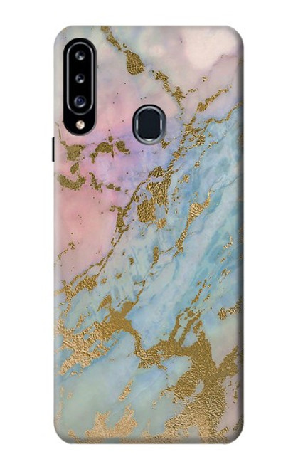 S3717 Rose Gold Blue Pastel Marble Graphic Printed Case For Samsung Galaxy A20s