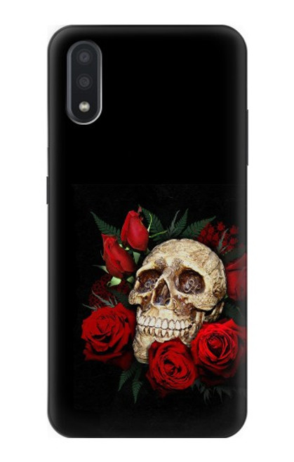 S3753 Dark Gothic Goth Skull Roses Case For Samsung Galaxy A01