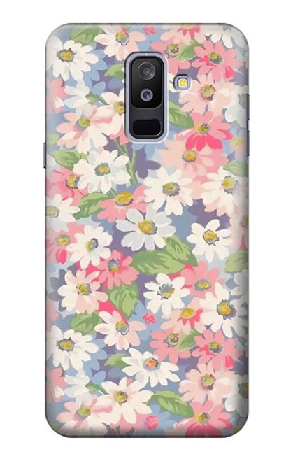 S3688 Floral Flower Art Pattern Case For Samsung Galaxy A6+ (2018), J8 Plus 2018, A6 Plus 2018