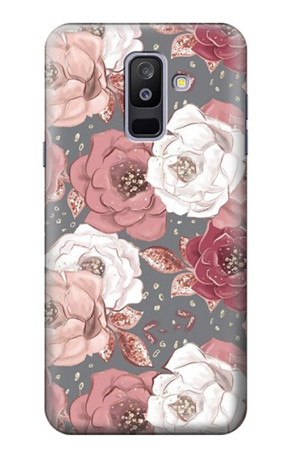 S3716 Rose Floral Pattern Case For Samsung Galaxy A6+ (2018), J8 Plus 2018, A6 Plus 2018