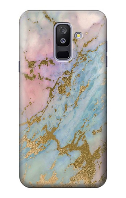 S3717 Rose Gold Blue Pastel Marble Graphic Printed Case For Samsung Galaxy A6+ (2018), J8 Plus 2018, A6 Plus 2018