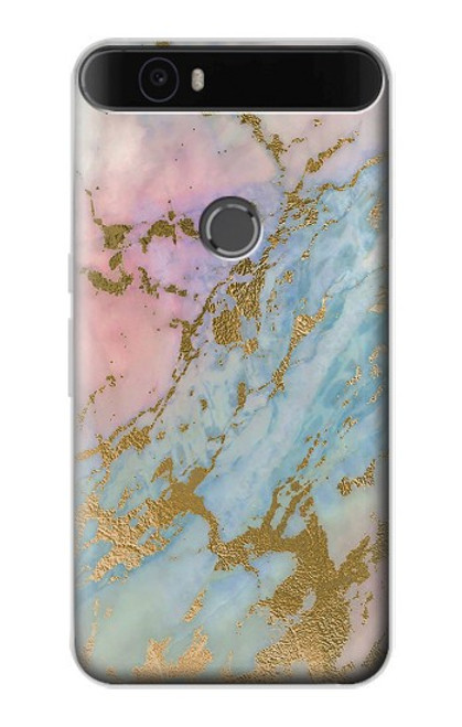 S3717 Rose Gold Blue Pastel Marble Graphic Printed Case For Huawei Nexus 6P