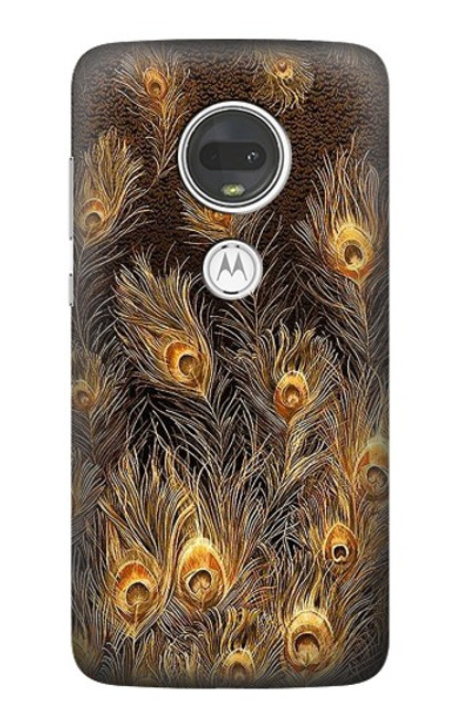 S3691 Gold Peacock Feather Case For Motorola Moto G7, Moto G7 Plus