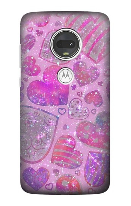 S3710 Pink Love Heart Case For Motorola Moto G7, Moto G7 Plus
