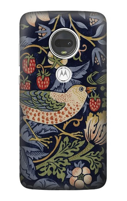 S3791 William Morris Strawberry Thief Fabric Case For Motorola Moto G7, Moto G7 Plus