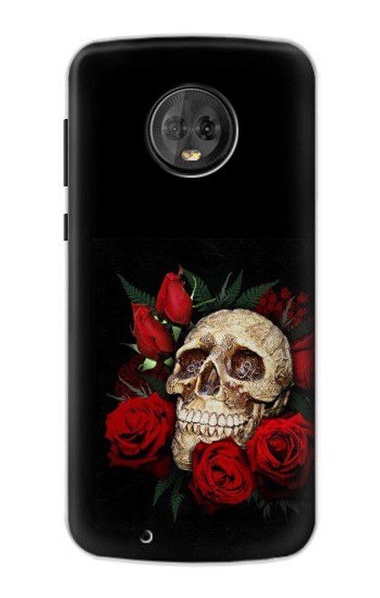 S3753 Dark Gothic Goth Skull Roses Case For Motorola Moto G6