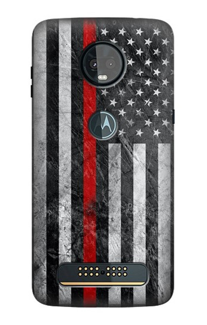 S3687 Firefighter Thin Red Line American Flag Case For Motorola Moto Z3, Z3 Play