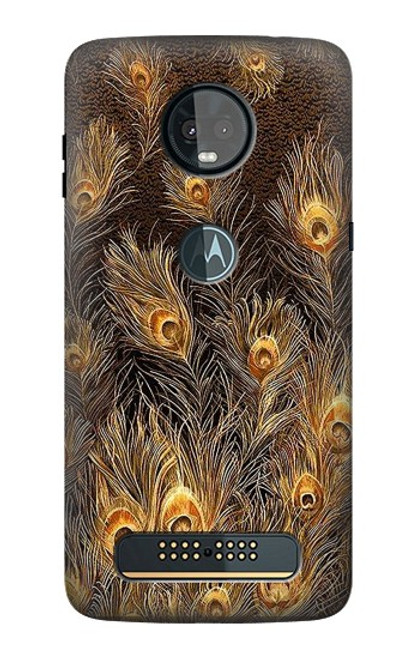 S3691 Gold Peacock Feather Case For Motorola Moto Z3, Z3 Play