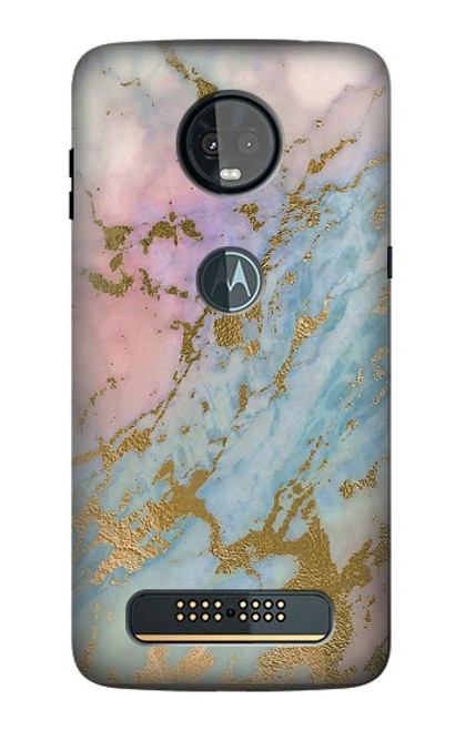 S3717 Rose Gold Blue Pastel Marble Graphic Printed Case For Motorola Moto Z3, Z3 Play