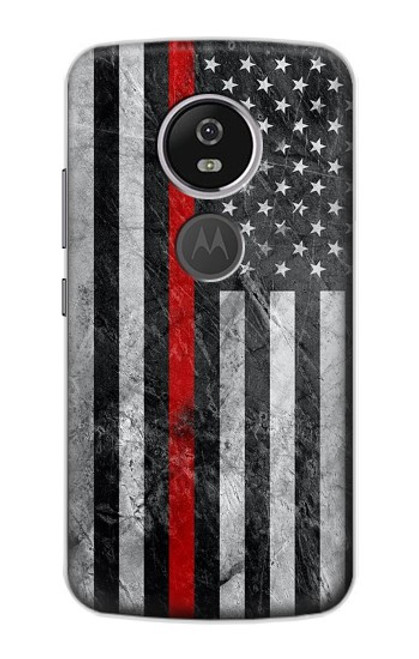 S3687 Firefighter Thin Red Line American Flag Case For Motorola Moto E5 Plus