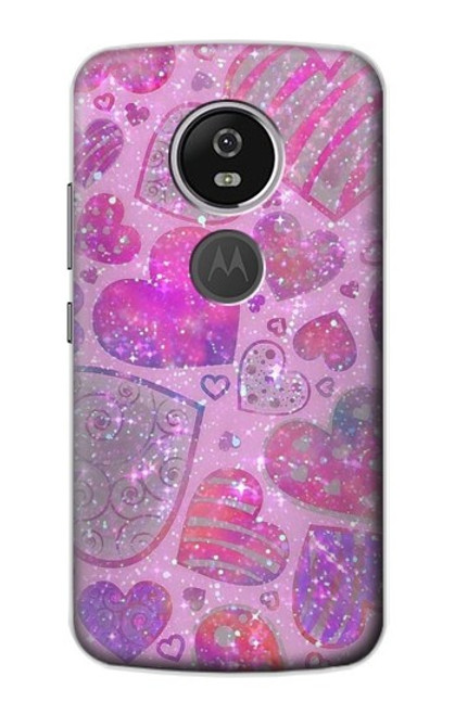 S3710 Pink Love Heart Case For Motorola Moto E5 Plus