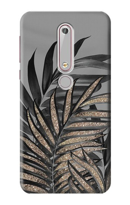 S3692 Gray Black Palm Leaves Case For Nokia 6.1, Nokia 6 2018