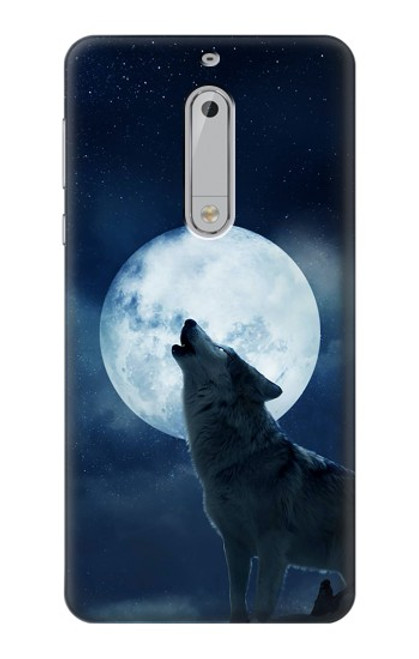 S3693 Grim White Wolf Full Moon Case For Nokia 5