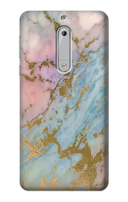 S3717 Rose Gold Blue Pastel Marble Graphic Printed Case For Nokia 5