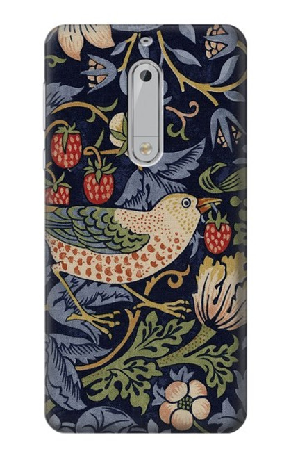 S3791 William Morris Strawberry Thief Fabric Case For Nokia 5