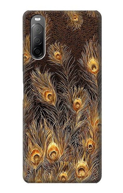 S3691 Gold Peacock Feather Case For Sony Xperia 10 II