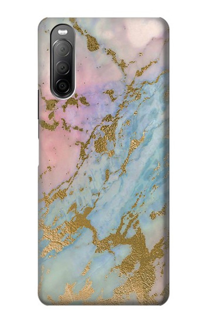 S3717 Rose Gold Blue Pastel Marble Graphic Printed Case For Sony Xperia 10 II