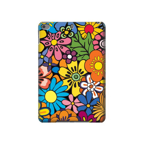 S3281 Colorful Hippie Flowers Pattern Hard Case For iPad mini 4, iPad mini 5, iPad mini 5 (2019)