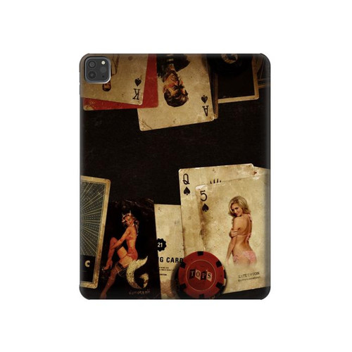 S1069 Old Vintage Sexy Poker Hard Case For iPad Pro 11 (2021,2020,2018, 3rd, 2nd, 1st)