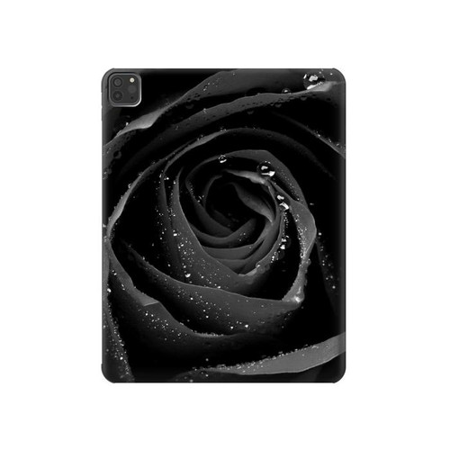 S1598 Black Rose Hard Case For iPad Pro 11 (2021,2020,2018, 3rd, 2nd, 1st)