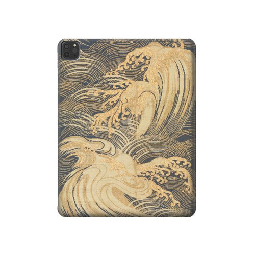 S2680 Japan Art Obi With Stylized Waves Hard Case For iPad Pro 11 (2021,2020,2018, 3rd, 2nd, 1st)