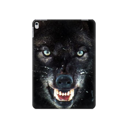 S2823 Black Wolf Blue Eyes Face Hard Case For iPad 9.7 (2017,2018), iPad 6, iPad 5