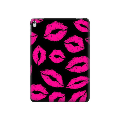 S2933 Pink Lips Kisses on Black Hard Case For iPad Air 2, iPad 9.7 (2017,2018), iPad 6, iPad 5